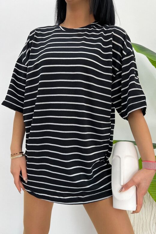 Çizgili Oversize 4 Li Paket T-shirt Büyük Kalıp Beybun Oneoff