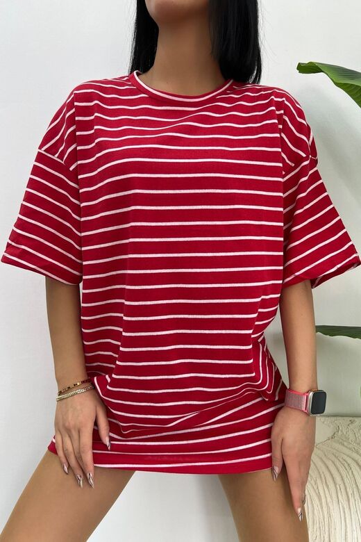 Çizgili Oversize 4 Li Paket T-shirt Büyük Kalıp Beybun Oneoff