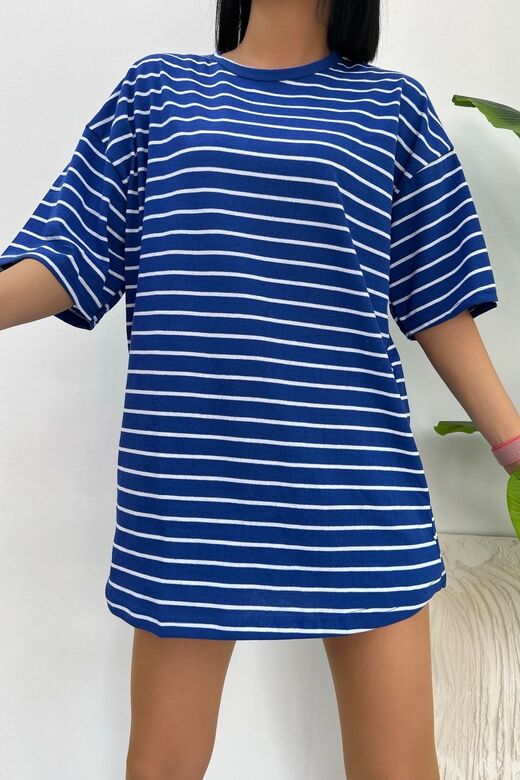 Çizgili Oversize 2 Li Paket T-shirt Büyük Kalıp Beybun Oneoff