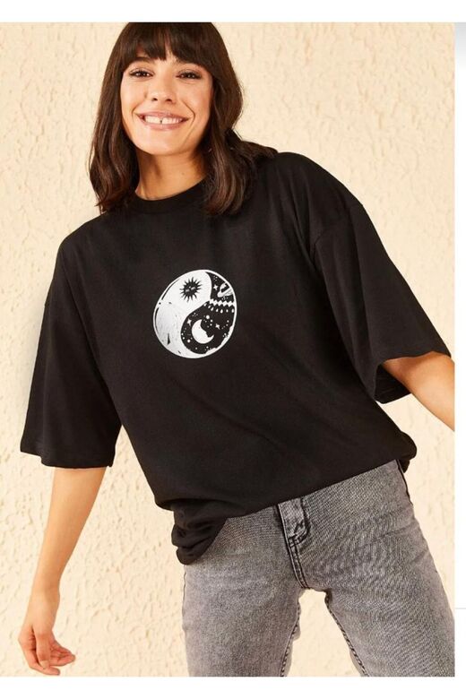 Balance Baskılı Oversize T-shirt