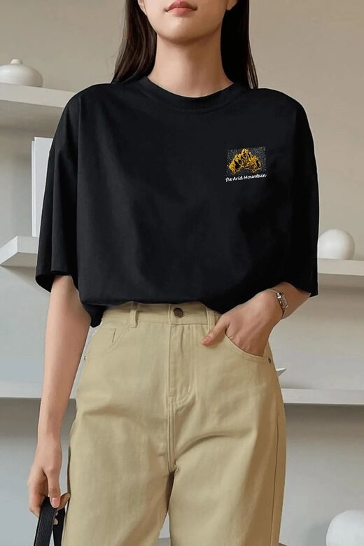 Unisex Rahat Kesim Mountain Oversize T-shirt