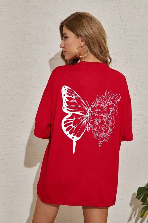 Unisex Drawing Butterflies Tasarım T-shirt