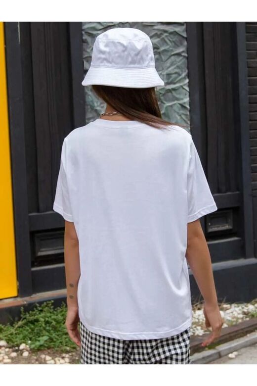 Beyaz Oversize CREATIVE Baskılı T-shirt
