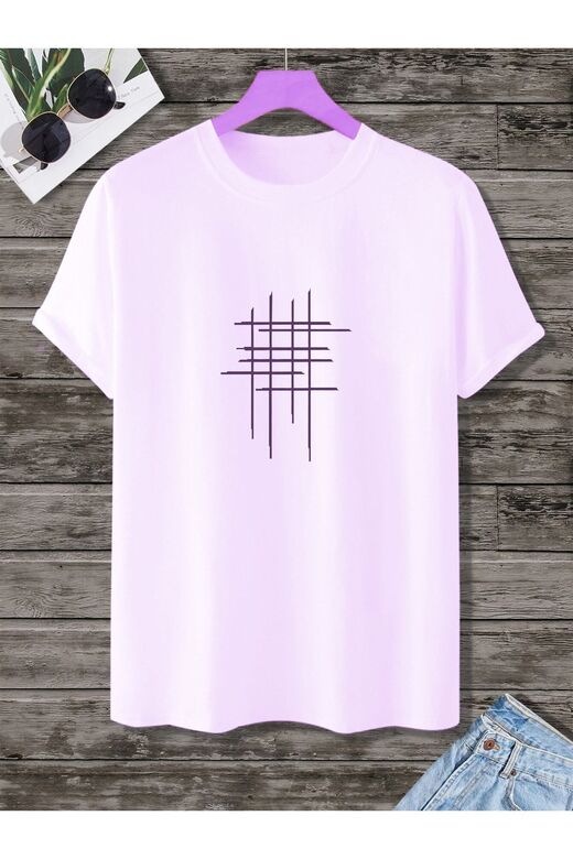 Unisex Hashtag Beyaz Oversize Bisiklet Yaka Baskılı T-shirt