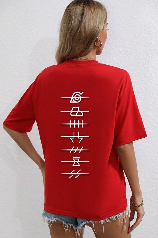 Unisex Ninja Akatsuki Baskılı T-shirt