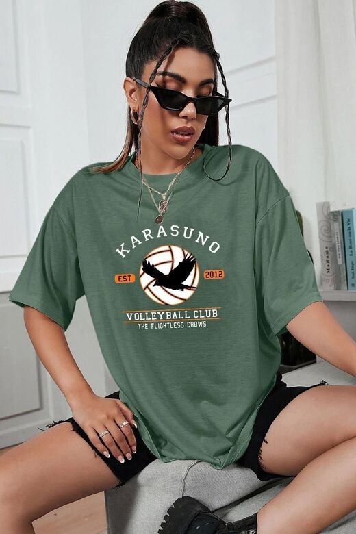 Unisex Karasuno Baskılı T-shirt