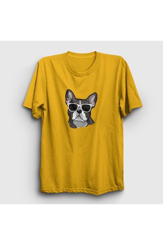 KOD:Presmono Unisex Sarı French Bulldog Köpek T-shirt 401330tt