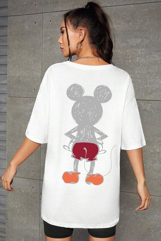 Unisex Mause Baskılı T-shirt