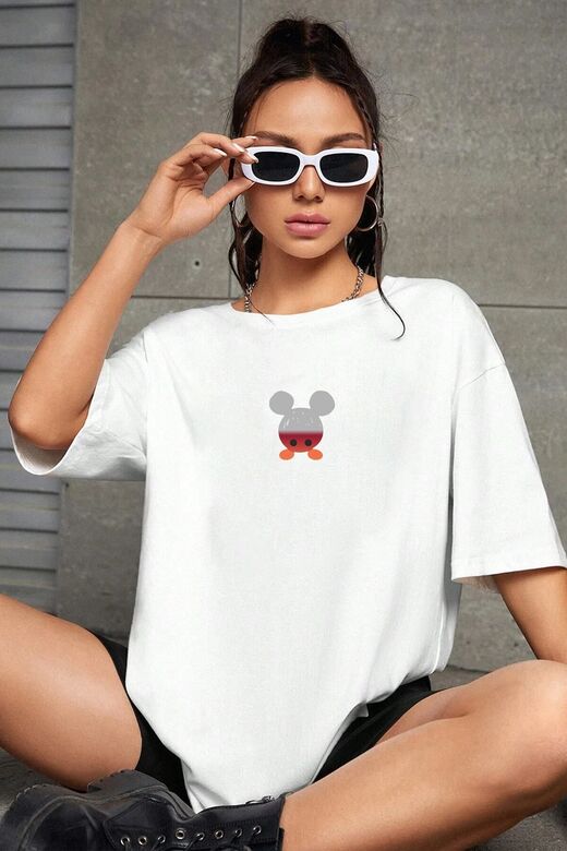 Unisex Mause Baskılı T-shirt