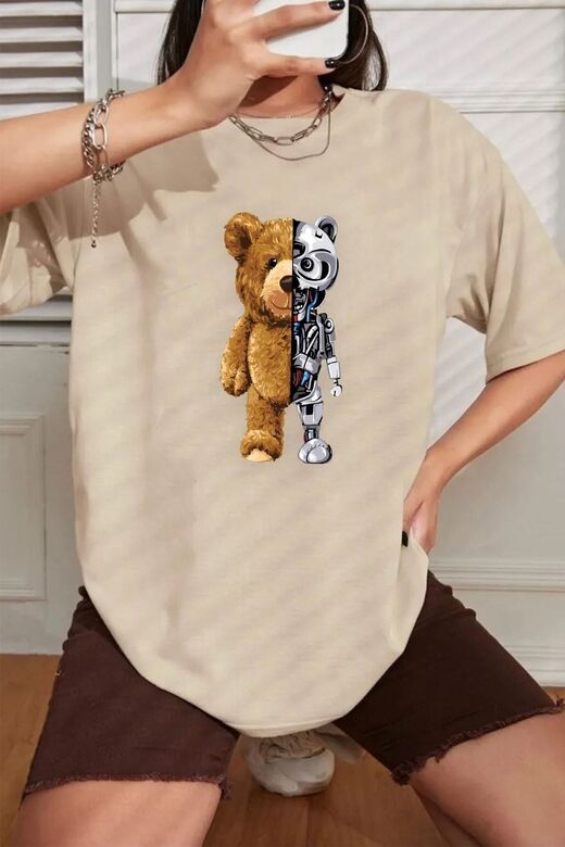 Unisex Boys Bear Baskılı T-shirt