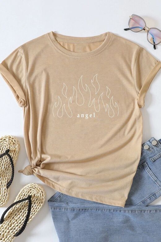 Unisex White Baskılı T-shirt