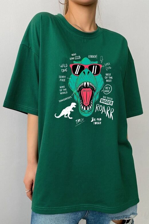 Unisex T - Rex Baskılı T-shirt