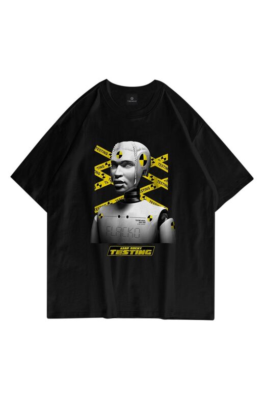 Unisex Testing Asap Rocky Siyah T Shirt