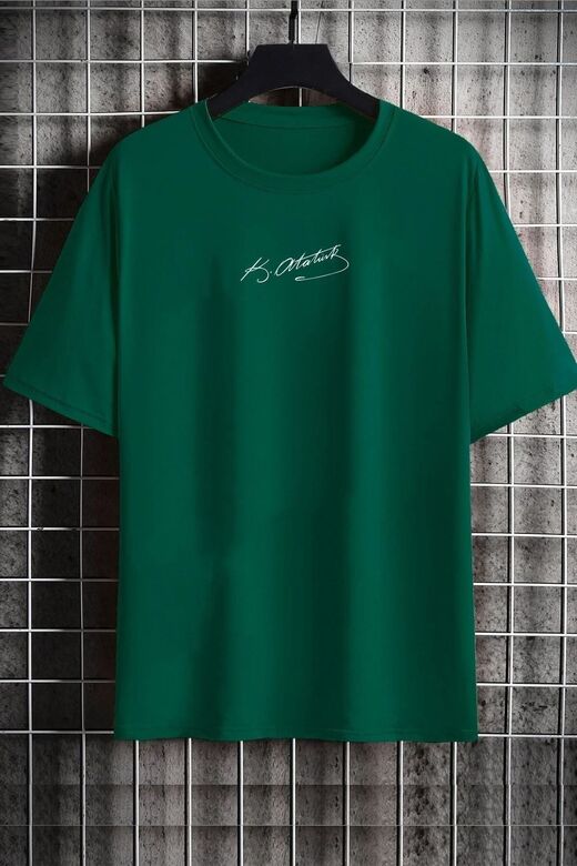 Unisex K.atatürk Imza Baskılı T-shirt