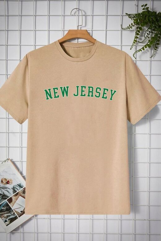 Unisex New Jersey Baskılı T-shirt