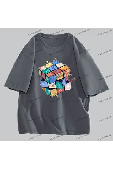 Y2K Unisex Harajuka Anime Retro Kawai Kuromi T-shirt Kod-Mavi-Etiket:  8372