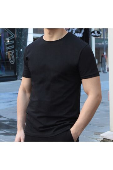Erkek Siyah Bisiklet Yaka Slim Fit T-shirt