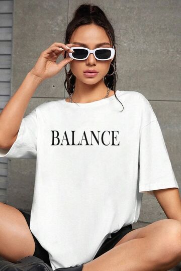 Unisex Baskı Detaylı Oversize Basit T-Shirt