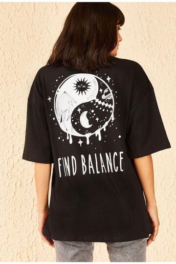 Balance Baskılı Oversize T-shirt