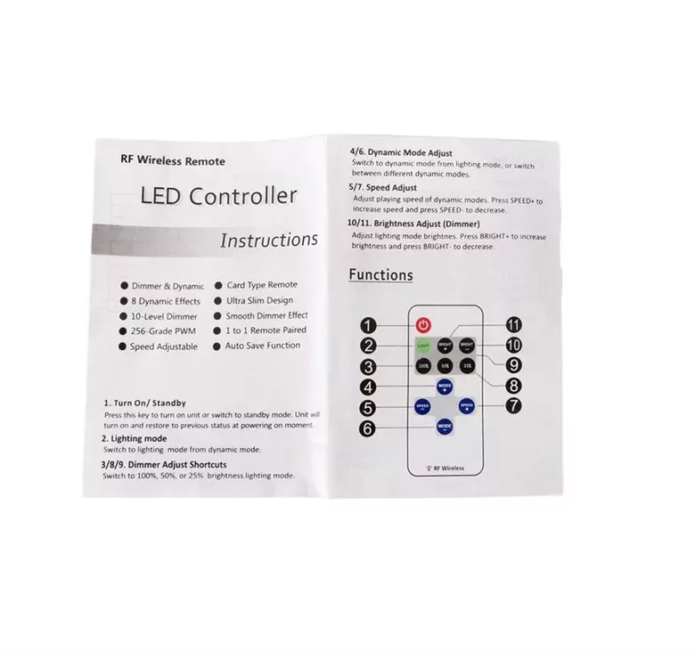 RF Uzaktan Kumandalı Şerit Led Dimmer LED Işık Kontrolü 12V/24V RF Uzaktan Kumandalı Şerit Led Dimmer LED Işık Kontrolü 12V/24V
