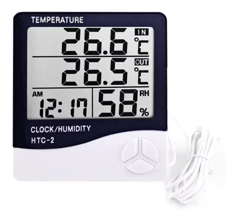HTC-2 Dijital Termometre Higrometre Sıcaklık Nem Ölçer Saat ve Alarm