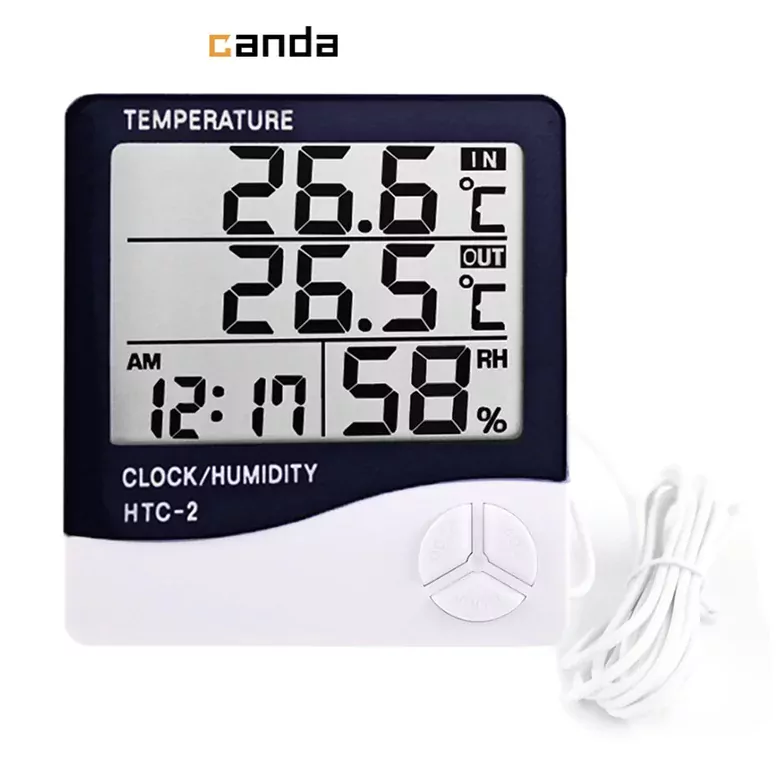 HTC-2 Dijital Termometre Higrometre Sıcaklık Nem Ölçer Saat ve Alarm