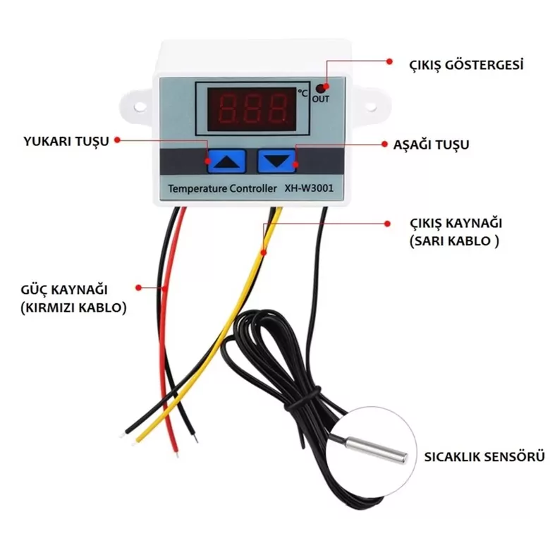 XH-W3001 220V AC Dijital Termostat Akvaryum Kuluçka Makinesi