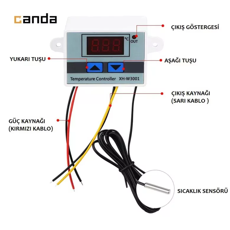 XH-W3001 220V AC Dijital Termostat Akvaryum Kuluçka Makinesi