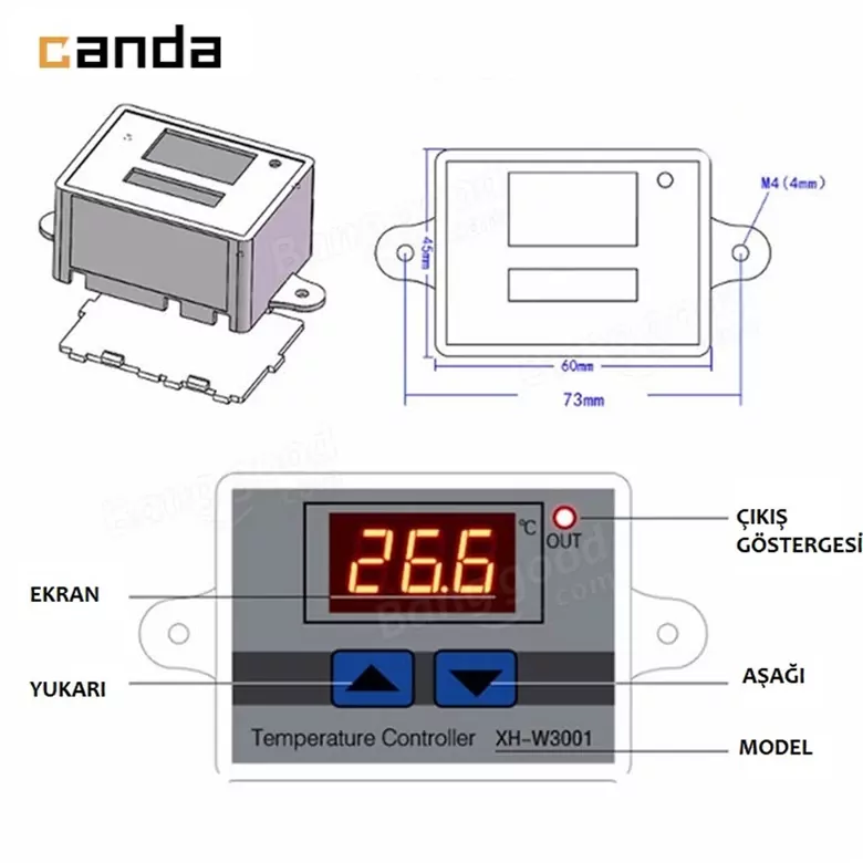 XH-W3001 220V AC Dijital Termostat Akvaryum Kuluçka Makinesi