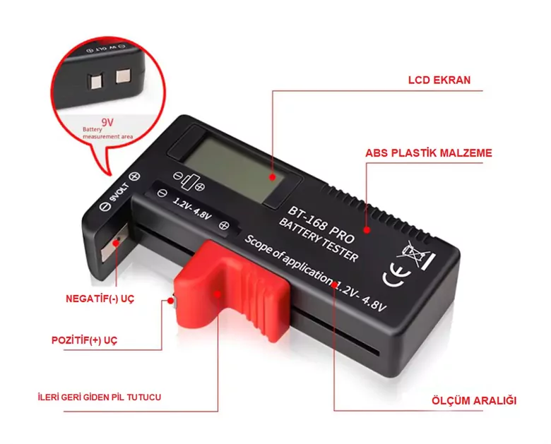 BT-168 Pro LCD Ekranlı Dijital Pil Kapasite Ölçüm Test Cihazı