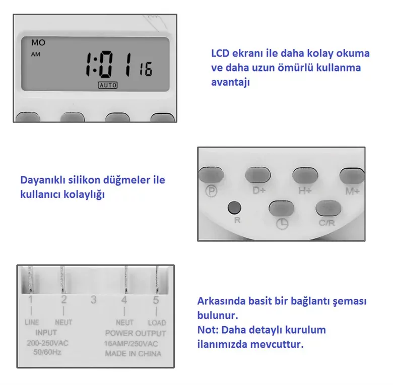 CN101A Programlanabilir Gecikmeli Zaman Ayarlı 12V Röle Kuluçka