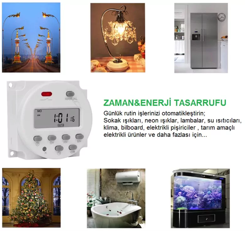 CN101A Programlanabilir Gecikmeli Haftalık 220V Zaman Rölesi CN101A Programlanabilir Gecikmeli Haftalık 220V Zaman Rölesi