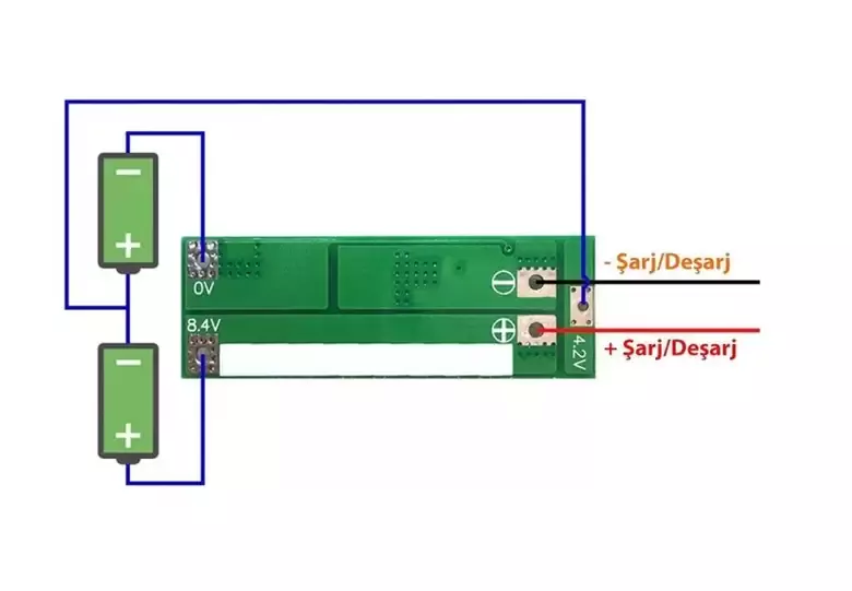 2S 20A BMS 8.4V 18650 Korumalı Lityum Pil Şarj Koruma Devresi