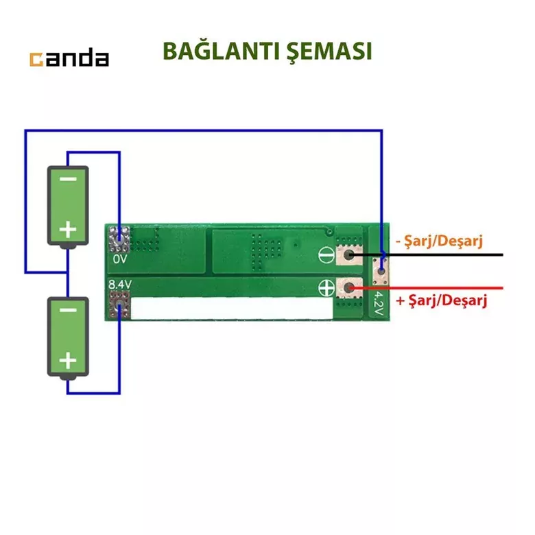2S 20A BMS 8.4V 18650 Korumalı Lityum Pil Şarj Koruma Devresi