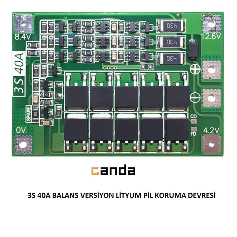 3S 40A 18650 BMS Lityum Pil Şarj Koruma Modülü Balans Versiyon