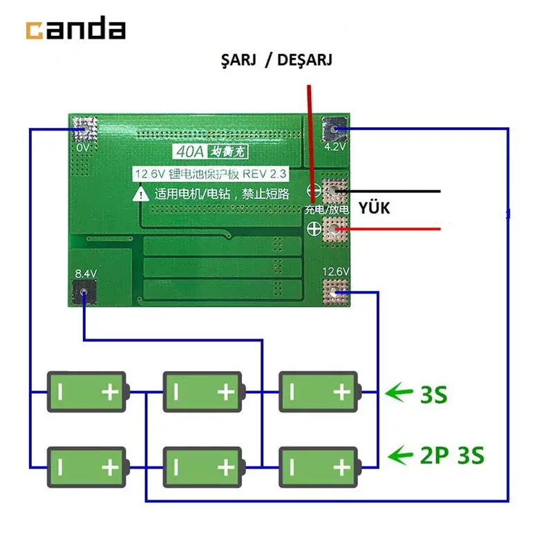 3S 40A 18650 BMS Lityum Pil Şarj Koruma Modülü Balans Versiyon