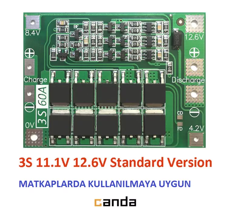 3S 60A 12.6V Standart Lityum 18650 BMS Pil Batarya Koruma Modülü
