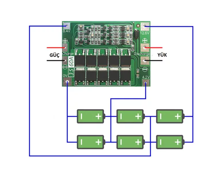 3S 60A 12.6V Standart Lityum 18650 BMS Pil Batarya Koruma Modülü