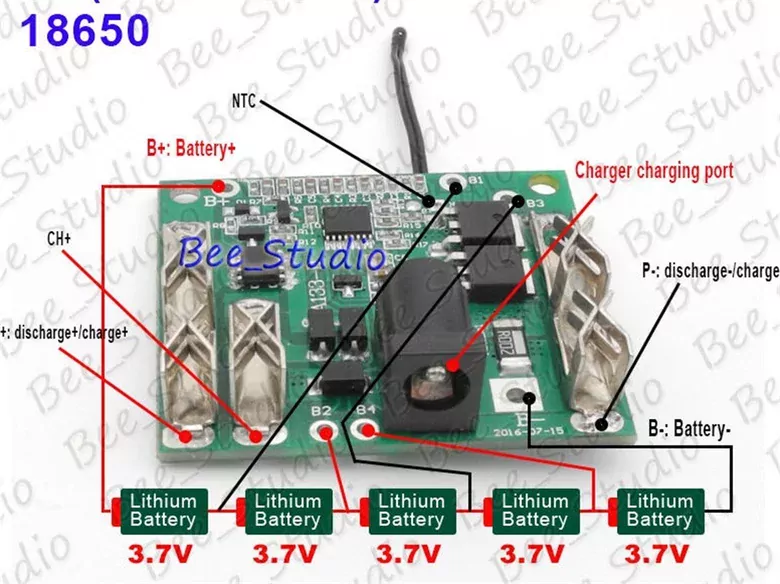 5S 20A BMS 18/21V 18650 Li-ion Lityum Pil Şarj Koruma Devresi