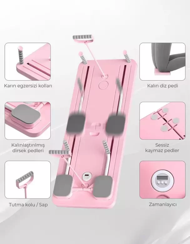 Pilates Aleti – Zamanlayıcılı, Direnç Bantlı Çok Amaçlı Egzersiz Tahtası Telefon Tutacaklı Pilates Aleti – Zamanlayıcılı, Direnç Bantlı Çok Amaçlı Egzersiz Tahtası Telefon Tutacaklı