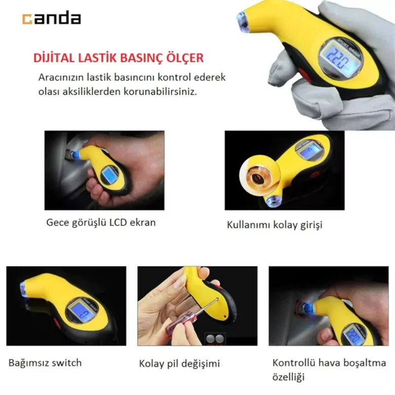 LCD Ekranlı Dijital Lastik Hava Basınç Ölçer LCD Ekranlı Dijital Lastik Hava Basınç Ölçer