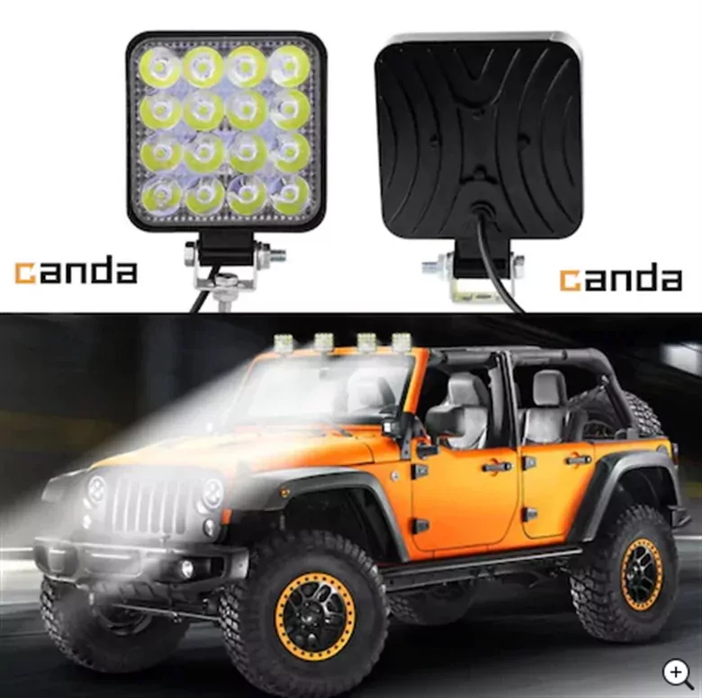 16 LED Kare Çalışma Lambası 12-24V 48W Off Road Traktör İş Makinesi Tekne