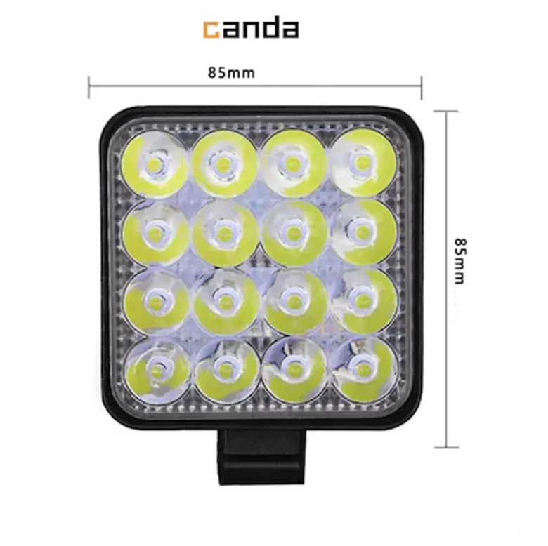 16 LED Kare Çalışma Lambası 12-24V 48W Off Road Traktör İş Makinesi Tekne