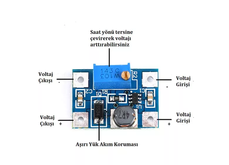 SX-1308 DC-DC Ayarlanabilir Voltaj Yükseltici Modülü 2-28V 2A SX-1308 DC-DC Ayarlanabilir Voltaj Yükseltici Modülü 2-28V 2A