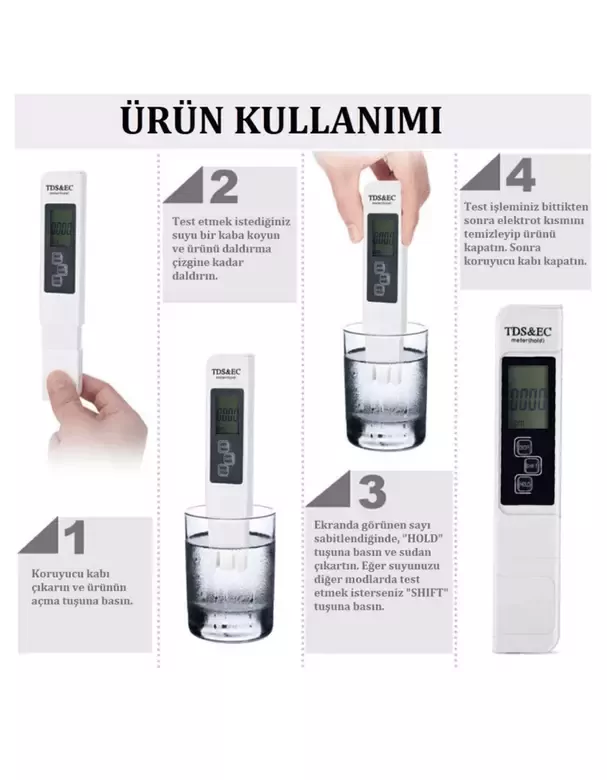 Multifonksiyonel Tds Iletkenlik Ölçer Ec Metre Yeni Model