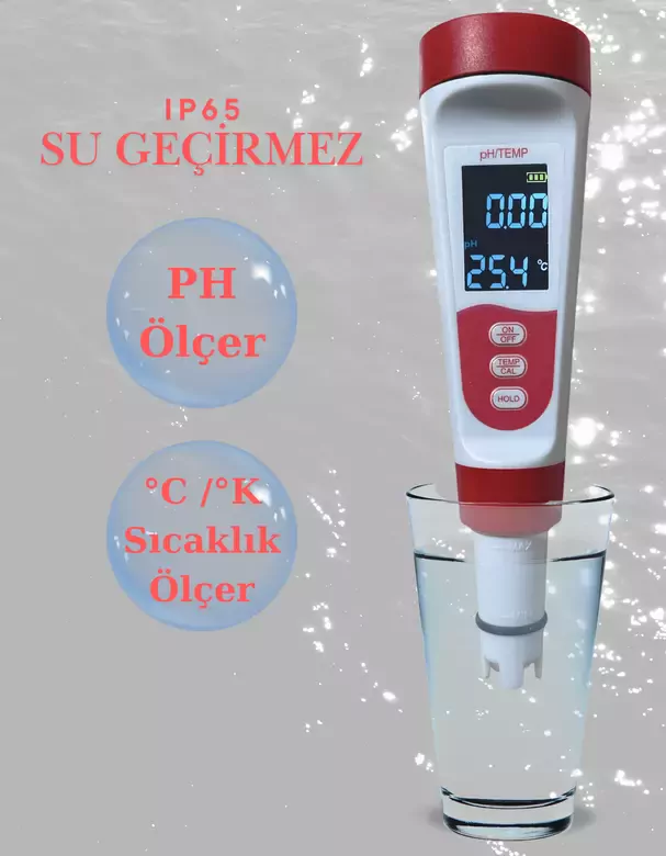 2 In 1 Ph Sıcaklık Ölçer Led’li Sıcaklık Göstergeli Ph Cihazı