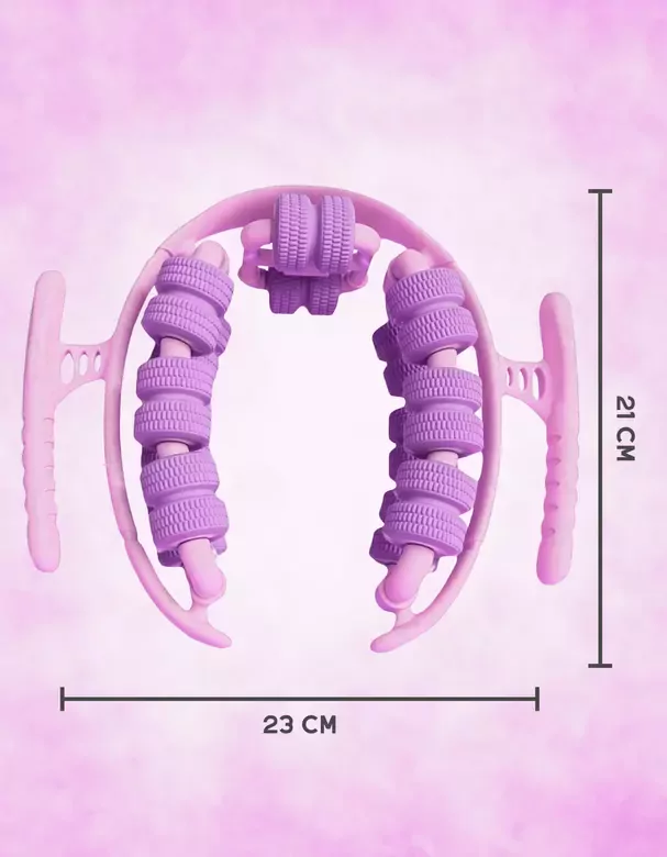Kas Gevşetici Masaj Aleti 28 Tekerlekli Ayarlanabilir Lenf Drenaj Rulosu Bacak Kol Selülit Pembe