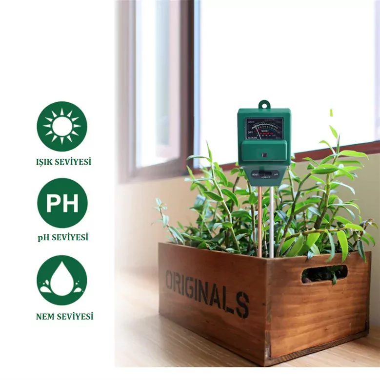 3Lü Toprak pH Ölçer Nem Ölçer Işık Ölçer Pilsiz Toprak Test Aleti 3Lü Toprak pH Ölçer Nem Ölçer Işık Ölçer Pilsiz Toprak Test Aleti