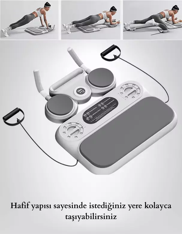 Ev Tipi Tekerlekli Pilates & Fitness Egzersiz Istasyonu | Şınav, Mekik, Direnç Bandı, Spor Aleti