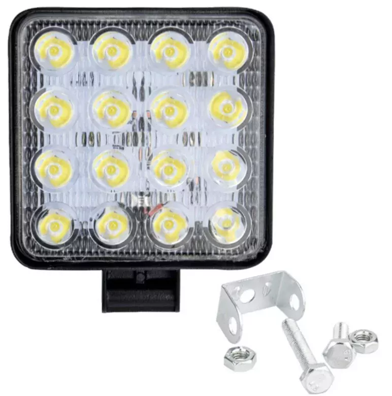 16 LED Kare Çalışma Lambası 110x110mm Off Road Traktör Tekne